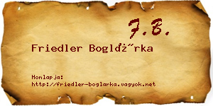 Friedler Boglárka névjegykártya
